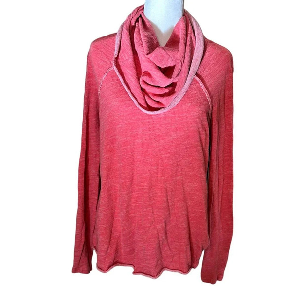 FREE PEOPLE BEACH Cowl Neck Two Tone Tunic Top Long Sleeve - Medium - Picture 1 of 8